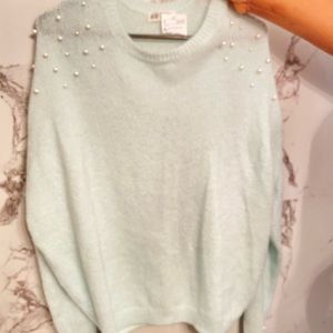 Minty colored pearl  sweater